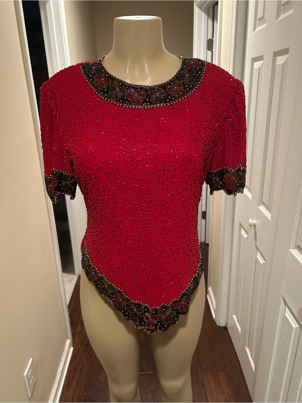 Beaded Red Women’s Embellished Top